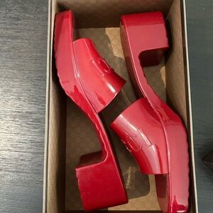 Gucci Red Platform Sandals